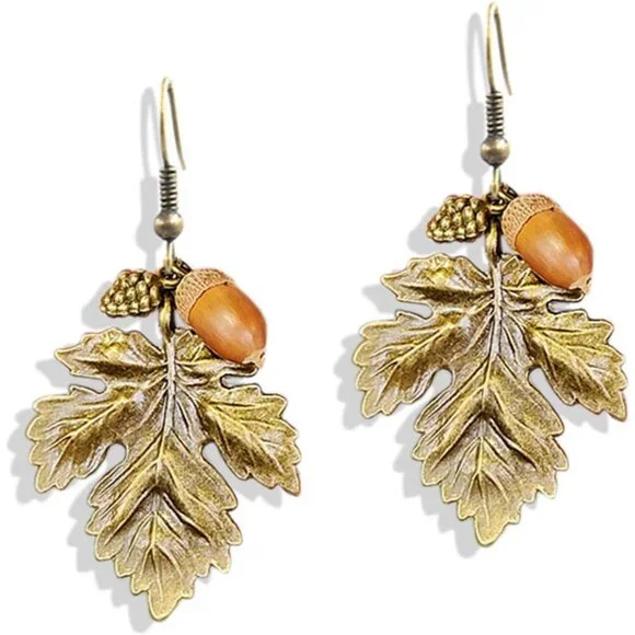 Handmade Leaf Natural Pine Cones Earrings for Women Autumn Pinecones Earrings Re - Picture 1 of 6